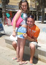 Curvy MILF Lorine gets her juicy ass fucked outside on patio.