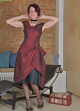 Small breasted wife Penny Brooks naked in stockings.