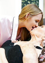 Naughty Grandma having fun with a lesbian teeny babe