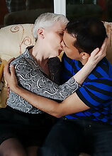 Horny mature slut fucking and sucking her toy boy