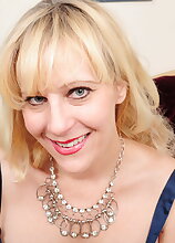 Horny blonde mom getting naked