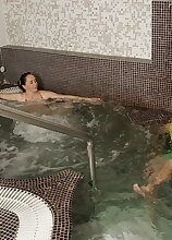 Mature ladies having relaxation time at the sauna
