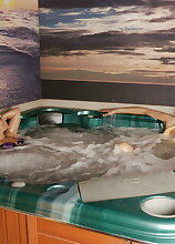 Mature women relaxing in a sauna