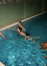 Mature women relaxing in a sauna