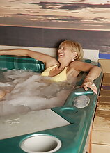 Mature women relaxing in a sauna