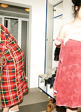 See naked women unwind in an all female mature sauna