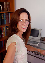 Office MILF Sherry W from AllOver30 spreading and fingering pussy