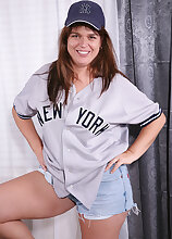 Brunette MILF Alex from AllOver30 poses and spreads after sports