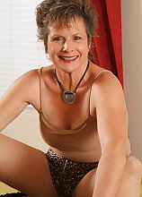 Hot bodied MILF Judy spreads herself wide on the pool table