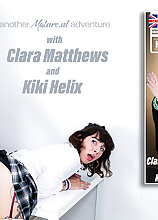 Hot lesbian student Kiki Helix gets her ass red hot spanked by strict teacher Clara Matthews