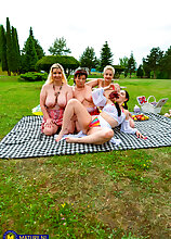 Old & young sex picnic with stepdaughter Suzie Sparklez and mature Joanne, Ameli and Angel Zuzee