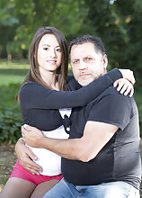 Dirty old man fucking his 18 year stepdaughter Gabriella Lati in public at the park