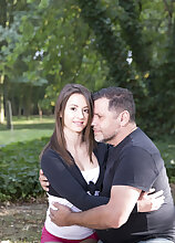 Dirty old man fucking his 18 year stepdaughter Gabriella Lati in public at the park