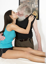 Naughty teen Angela Allison seduces an old grandpa