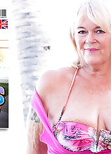 British Randy Raz is a curvy shaved grandma who loves to masturbate on vacation