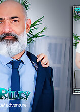 Young and horny Tamsin Riley is fucking and sucking her way older dad's accountant on the couch