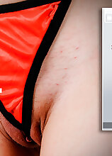 British nurse Fire Girl is a skinny cougar who loves to play with her shaved pussy