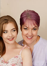 Naughty teeny Blonde Gabie gets licked by her curvy stepmom Lady Bird in her own bed
