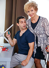 Injured Granny Romana needs help from her pussy loving horny toyboy