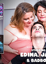 Big breasted threesome with one lucky toyboy