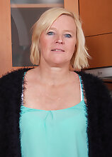 Hairy pussied housewife Sabine showing off her 49 year old body