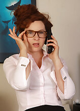 Red headed Fiona from AllOver30 gets horny during a phone call
