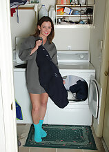 30 year old Sally Jones from AllOver30 doing a little naked laundry