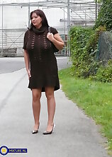 Curvy big breasted pierced MILF Ela shows all during our naughty interview with us