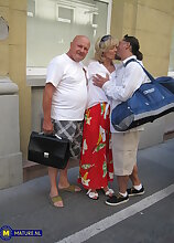 Lucky to fuck my skinny 68 year old granny landlord Eleanor in her house when her husband just left