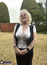 67 year old granny employer Claire Knight fucking her way younger personal assistant