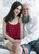 Old & young couple having a fun time with each other