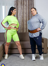 Mature.nl - Old and Young Lesbians BBW Abby Tits and hot young Andra Brazil work out and then some