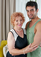 Mature.nl - Grandma Noretta loves to fuck her young helper as a way to thank him